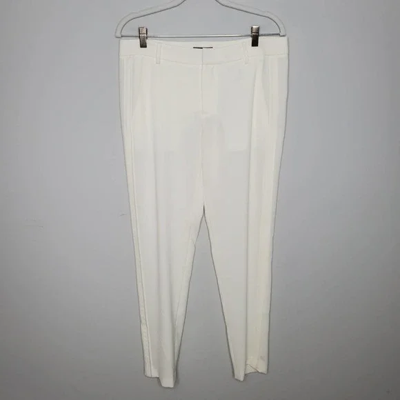 VINCE Satin Bound Easy White Skinny Leg Trouser Dress Pants Sz 6 - Picture 2 of 8